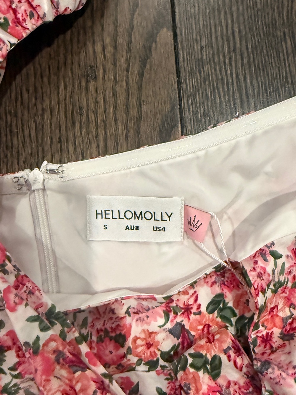 NWT One-Shoulder Pink Floral Ruffle Mini Dress - Picture 3 of 3